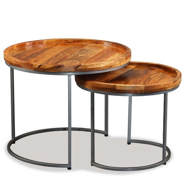 vidaXL Side Table Set 2 Pieces Solid Mango Wood