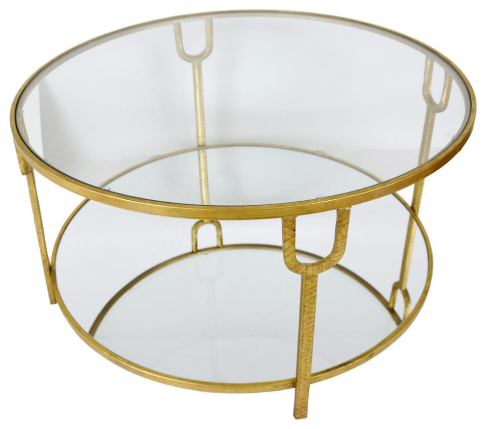 Santino Gold Round Coffee Table   Contemporary   Coffee Tables   by Peachtree Fine Furniture  Houzz