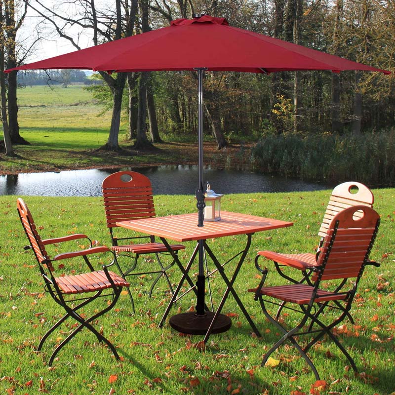 9 FT Tilt Outdoor Patio Umbrella with 18 Solar LED Lights & Crank, Table Umbrella for Pool Deck Backyard