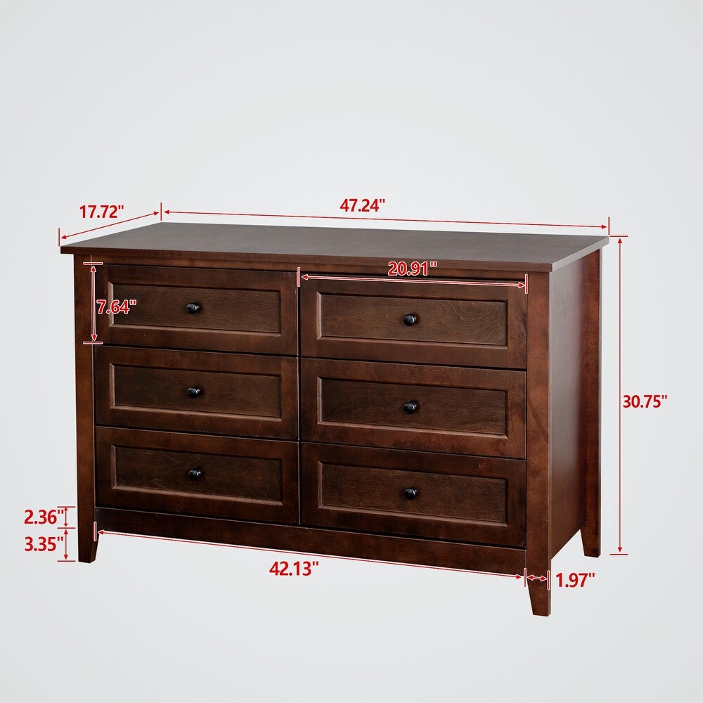 Solid Wood spray painted 6 drawer dresser