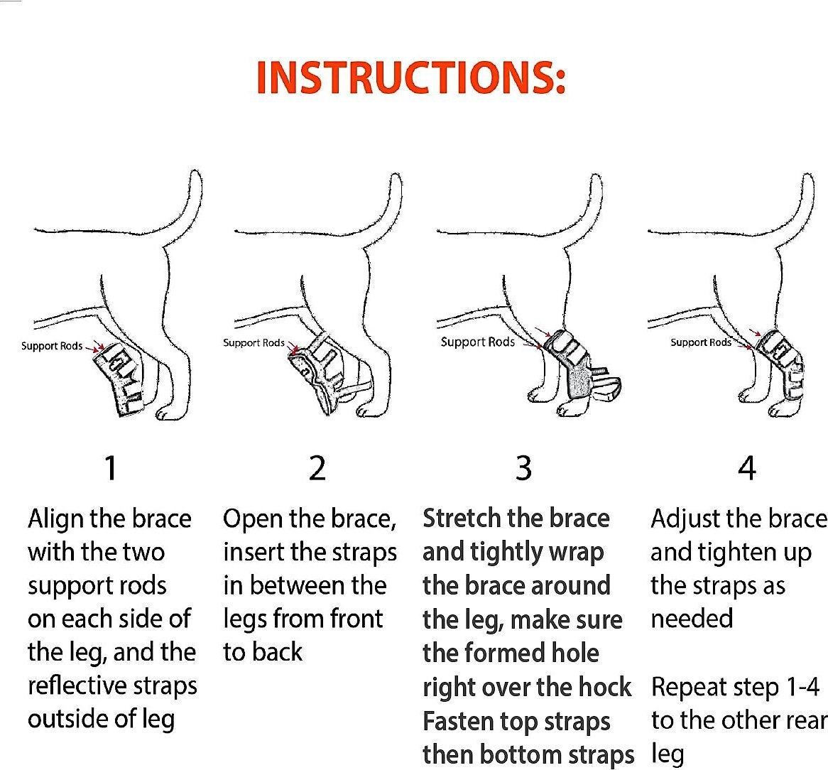 NeoAlly Rear Leg Metal Spring Support Dog Brace， 2 count