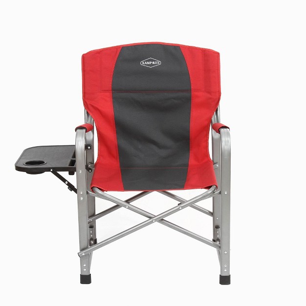 Kamp rite Foldable Oversized Padded Lightweight Director x27 s Lawn Chair W side Table And Cupholder Red 2 Pack