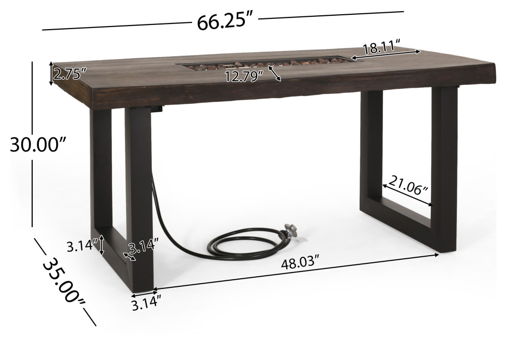 Collinston Outdoor 40 000 BTU Fire Pit Dining Table With Tank Holder   Industrial   Outdoor Dining Tables   by GDFStudio  Houzz