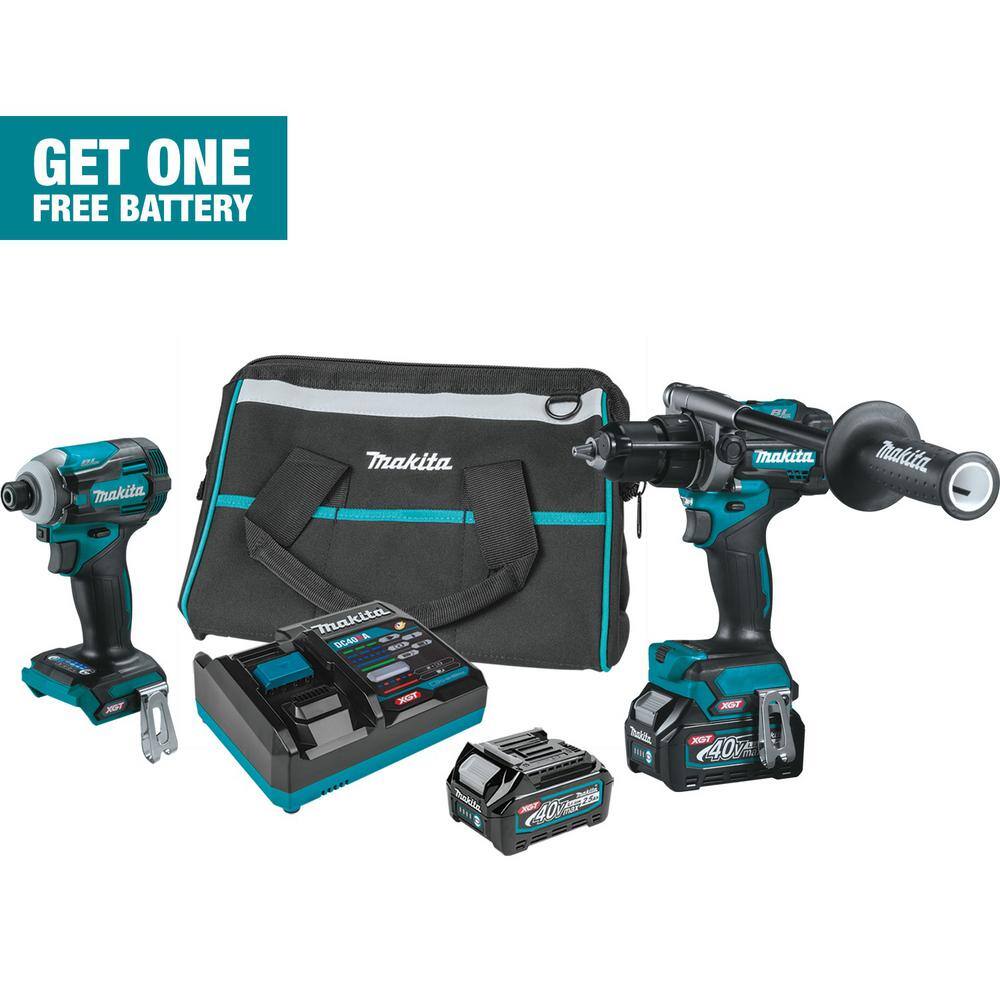 Makita 40V Max XGT Brushless Cordless 2-Pc. Combo Kit (Hammer Driver-DrillImpact Driver) 2.5Ah GT200D