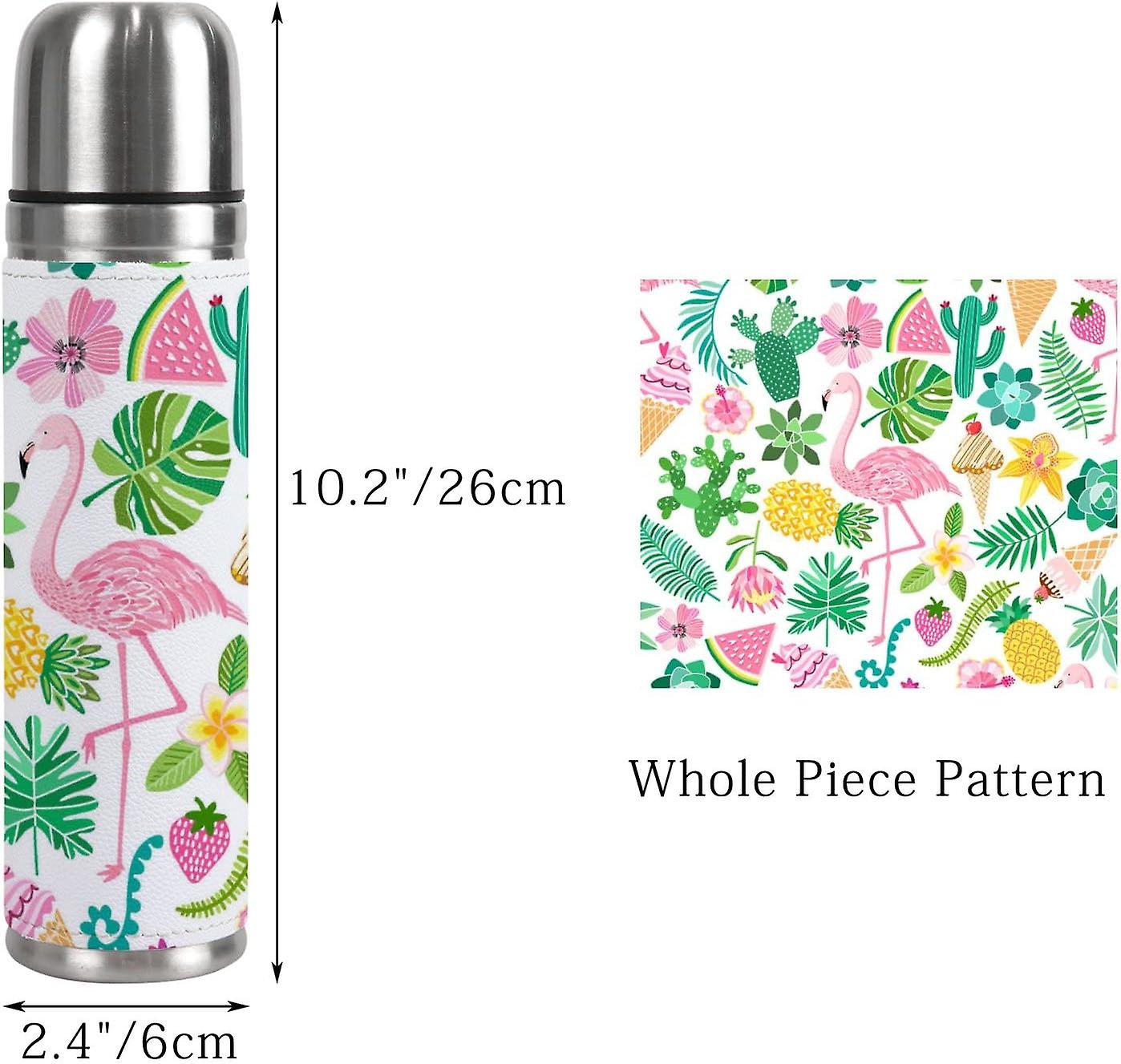 Insulated Mug Stainless Steel Water Bottle Tropical Plants Flamingo Vacuum Cup Travel Mug For School Office