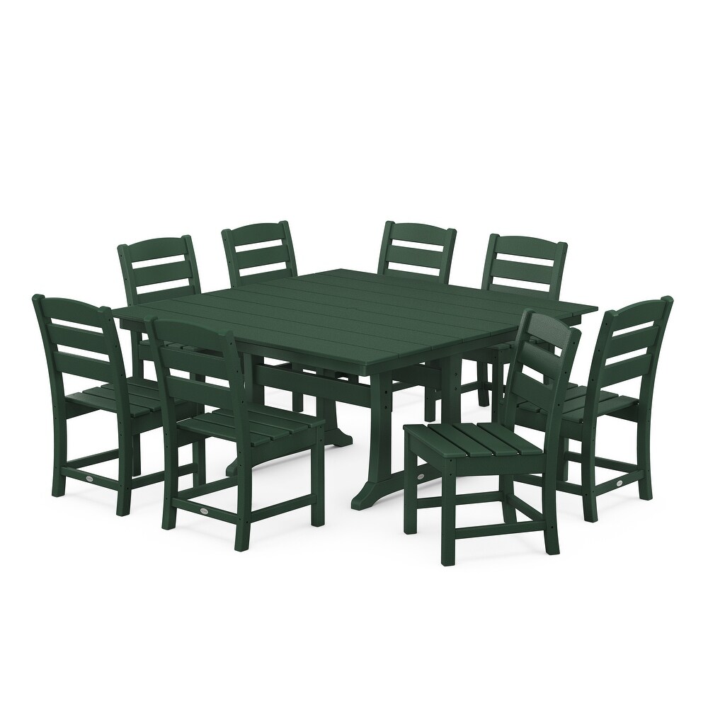 POLYWOOD Lakeside 9 Piece Farmhouse Trestle Dining Set