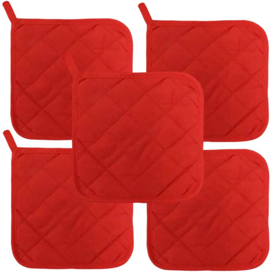 Pot Holders 7 Square Solid Color (Pack of 6) - Red - Pot Holders For Kitchen