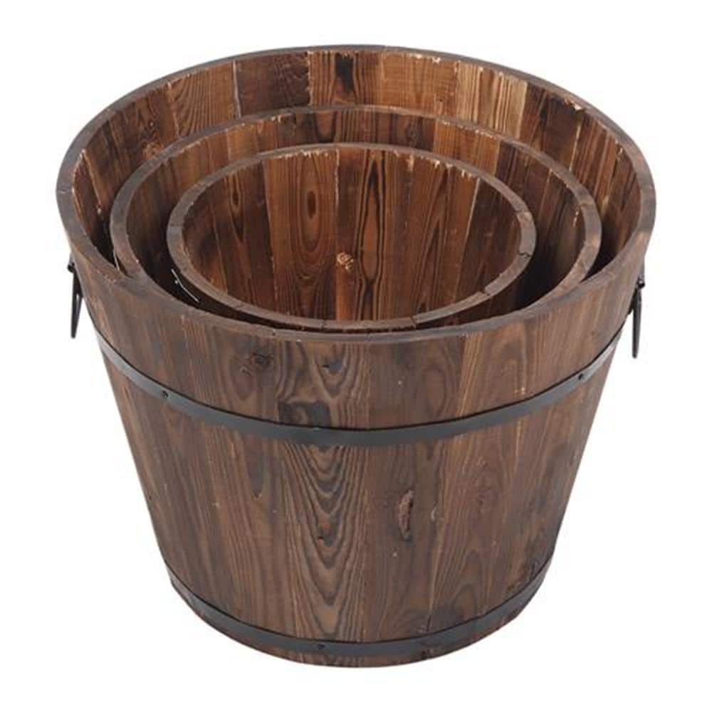 Karl home Wooden Bucket Barrel (Set of 3) 938113775938