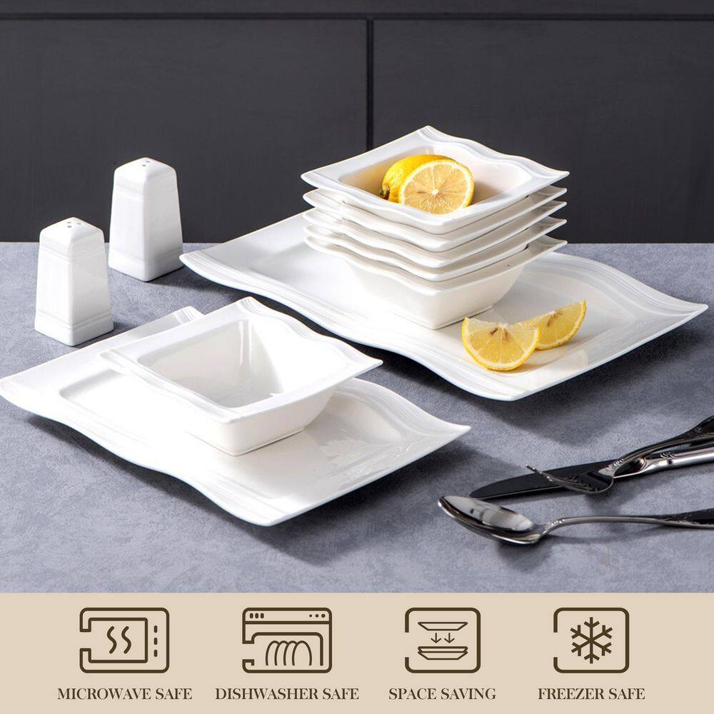 MALACASA Series Mario 28-Piece Modern Cream White Porcelain Dinnerware Set (Service for 6) MARIO-28