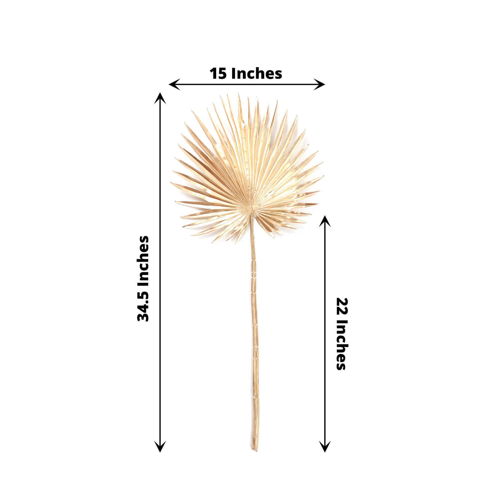 2 Pack Shiny Golden Artificial Tropical Plant Fan Palm Leaf Stems, Faux Floral Arrangements Table Centerpiece Decor 34