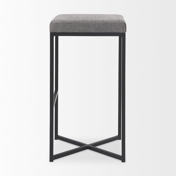 Frodo Grey Fabric w/ Black Iron Frame Bar Stool - 16.5