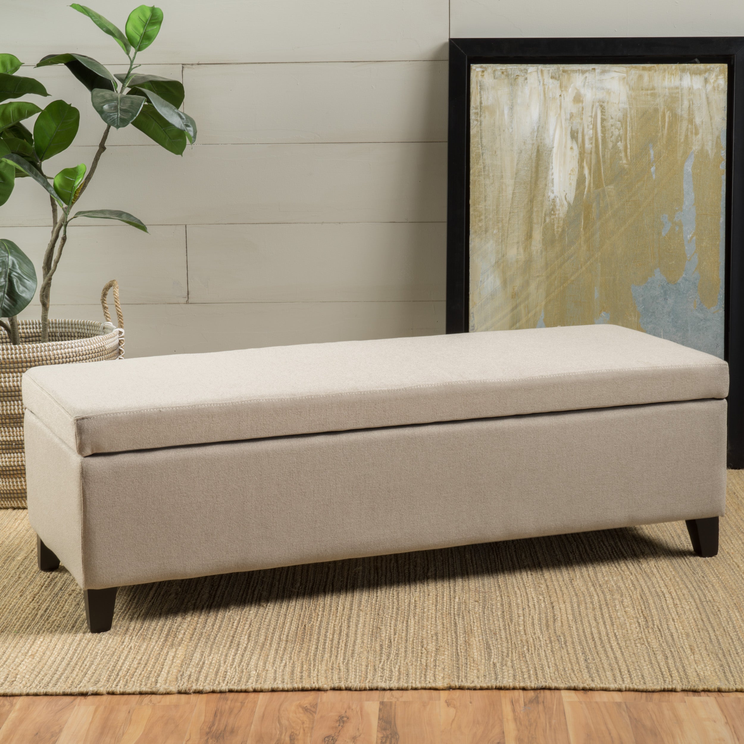 Annis Rectangle Fabric Storage Ottoman Bench