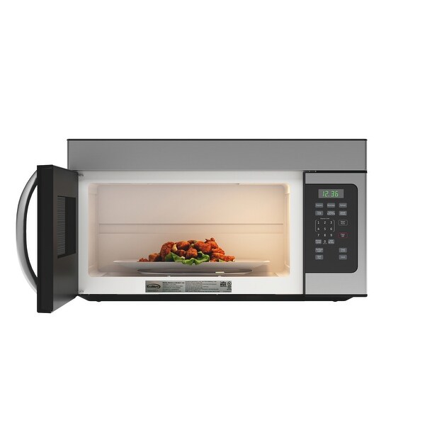 1.6 Cu. Ft. Stainless Steel Over the Range Microwave Oven with Lamp and Recirculation Vent Hood Function - 1.6 cu ft