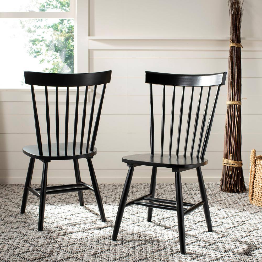 SAFAVIEH Riley Black Wood Dining Chair (Set of 2) AMH8500B-SET2