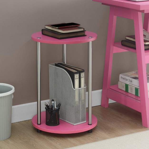 Designs2go No Tools 2 Tier Round End Table Pink chrome Breighton Home