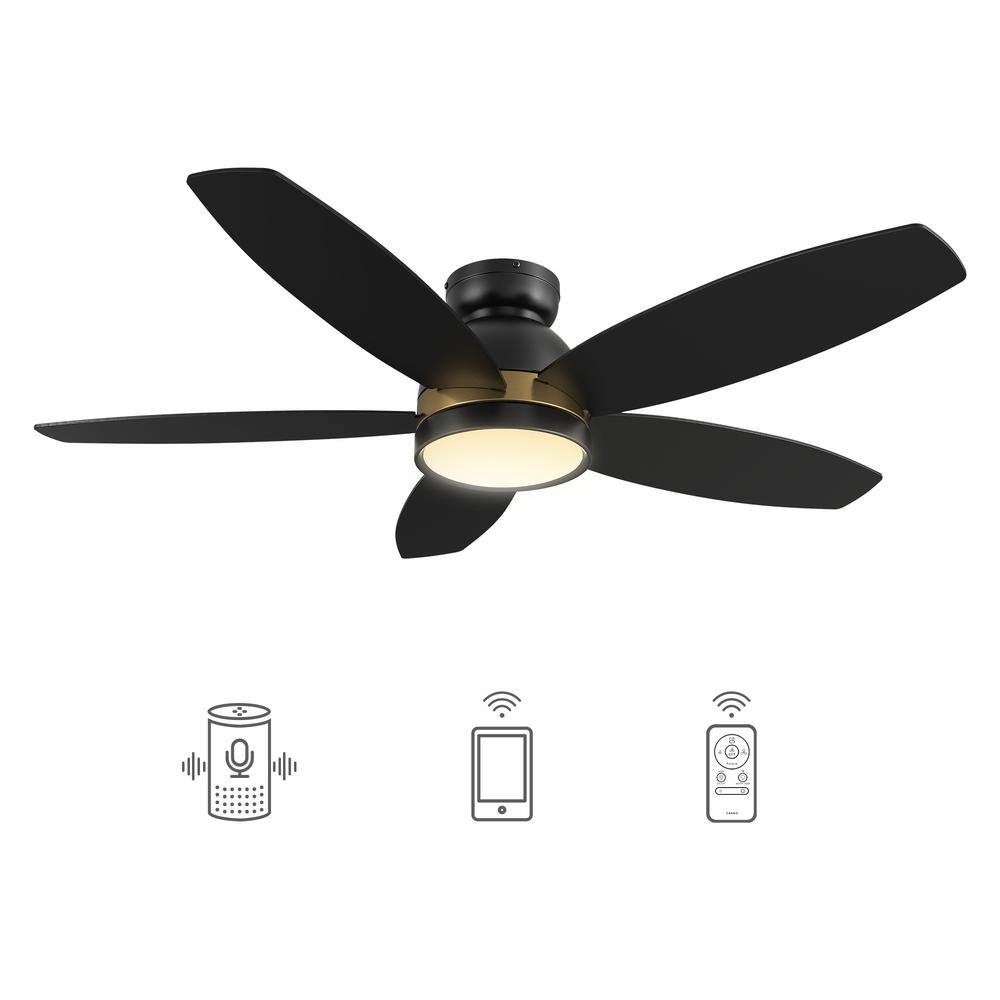 CARRO Levi 48 in. Dimmable LED IndoorOutdoor Black Smart Ceiling Fan with Light and Remote Works with AlexaGoogle Home HS485Q5-L12-B2-1-FM