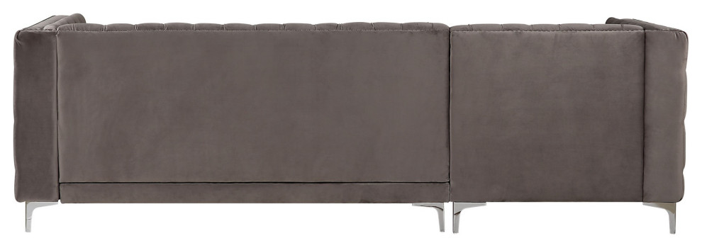 Benzara BM251090 2 Piece Sectional Sofa Set With Button Tufted Details  Gray   Midcentury   Sectional Sofas   by Uber Bazaar  Houzz