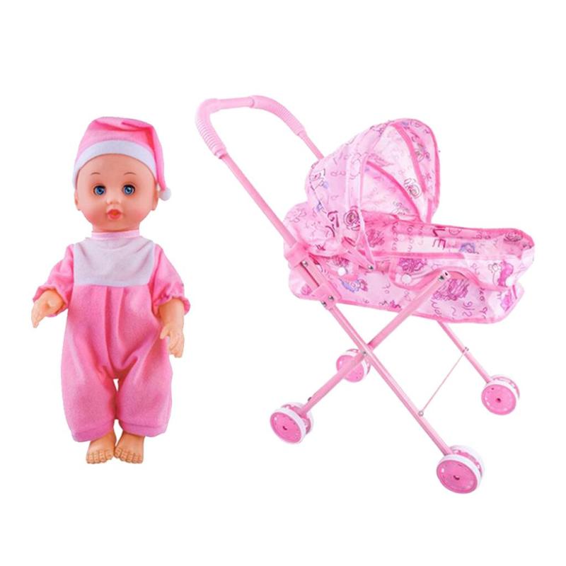 Kids Pretend Role Play Toys Baby Doll and Stroller Cart Trolley Children Toy A