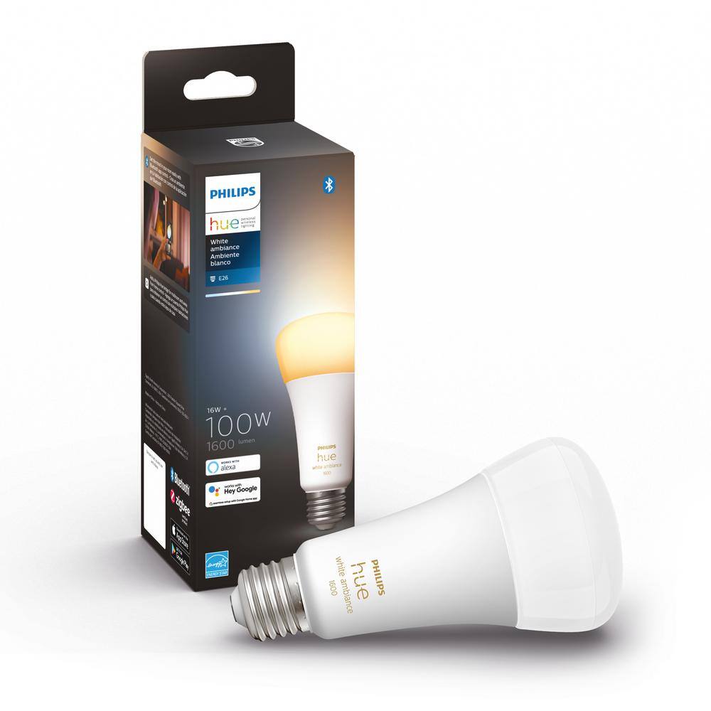 Philips Hue 100-Watt Equivalent A21 Smart LED Tuneable White Light Bulb with Bluetooth (4-Pack) 562990