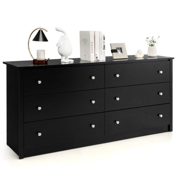 6-Drawer Double Dresser Wide Storage Cabinet with Mental Knobs - - 36504614