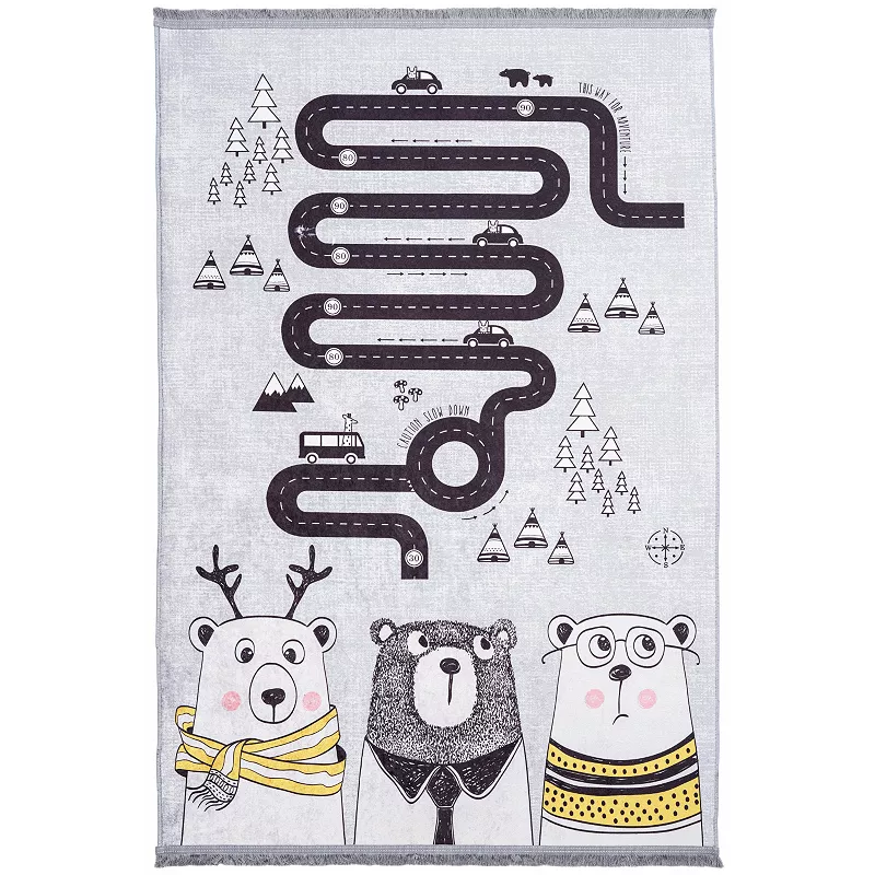 Mother Ruggers Bear it Machine Washable Colorful Kid's Rug