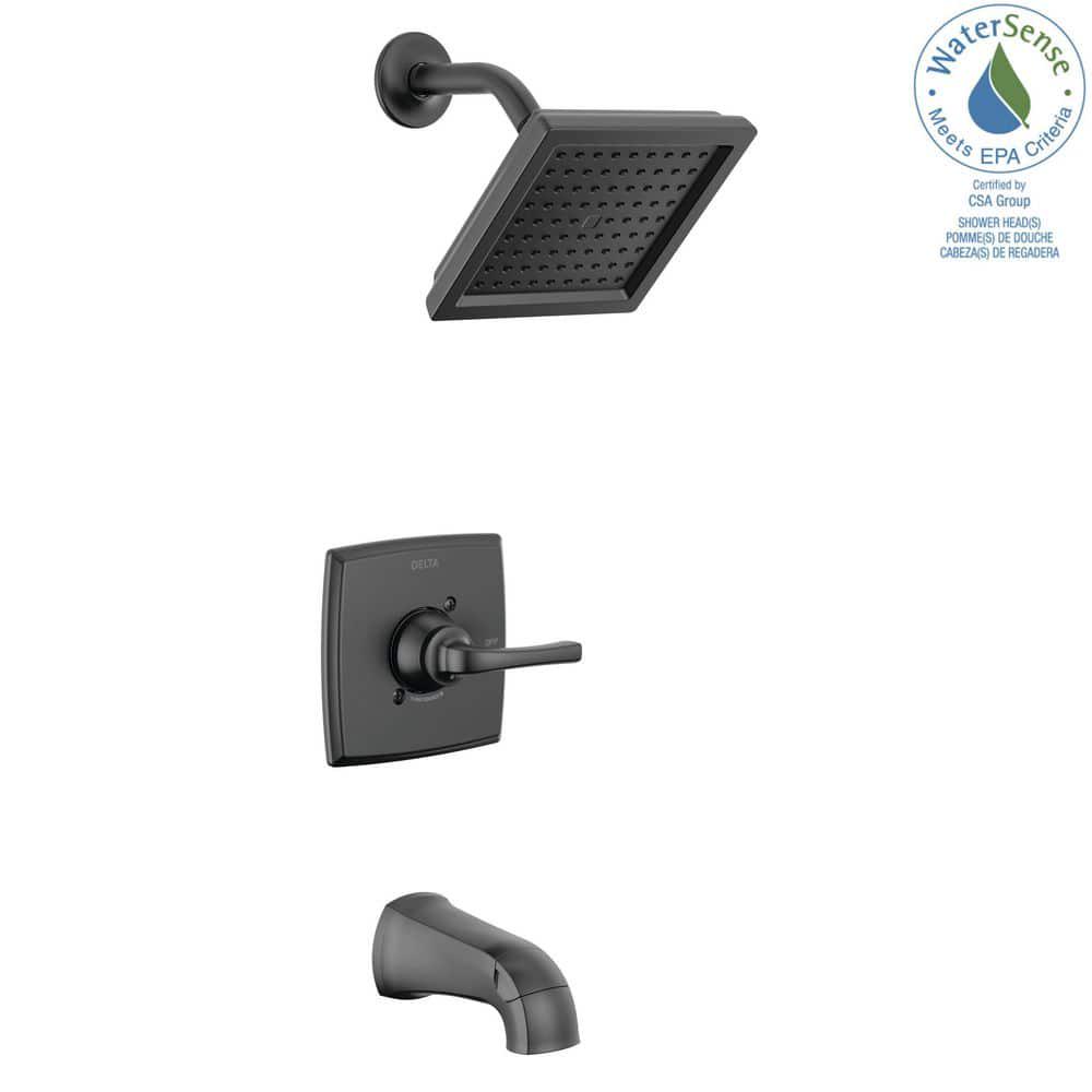 Delta Geist SingleHandle 1Spray Tub and Shower Faucet in Matte Black