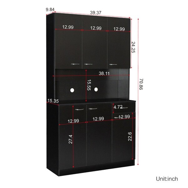 Wood Open Wardrobe with 1 Drawers， Large Storage Space - - 37938212