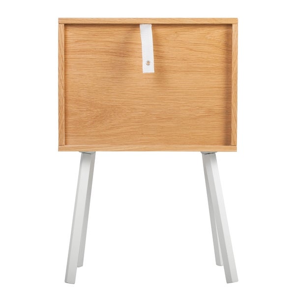 Universal Expert Abacus 2 Drawer Side Table， Modern Oak and White