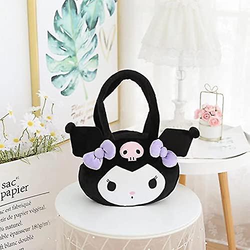 Kids Kuromi Plush Toddler Travel Preschool Shoulder Handbag For Kindergarten Girls Gift(color: Black)