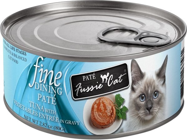 Fussie Cat Fine Dining Pate Tuna with Vegetables Entrée Wet Cat Food， 2.82-oz can， case of 24