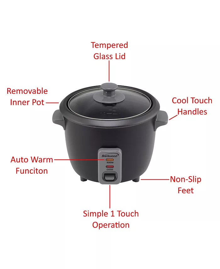 Brentwood Appliances Brentwood 4 Cup One Touch Electric Rice Cooker in Black