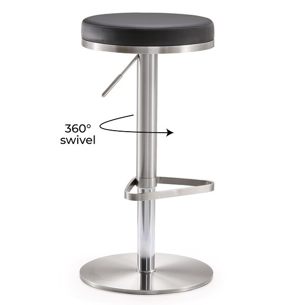 Fano Stainless Steel Faux Leather Adjustable Round Barstool