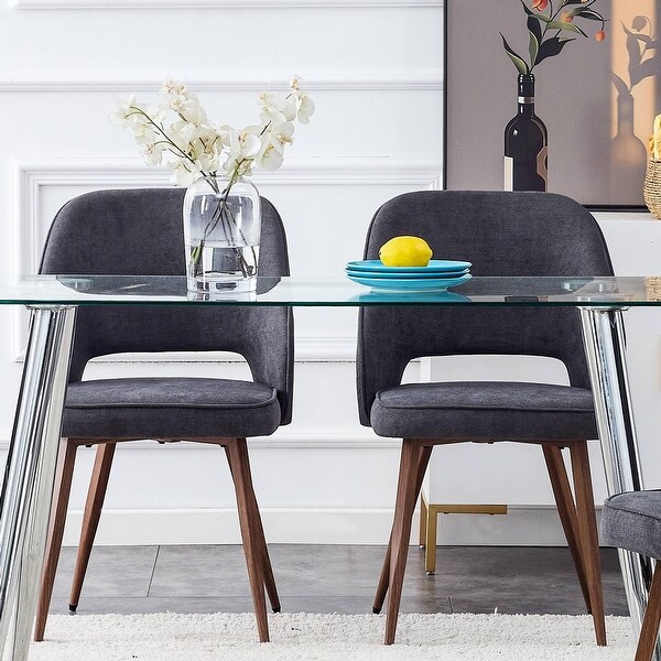 Set of 2 Modern Dining Chairs with Metal Legs