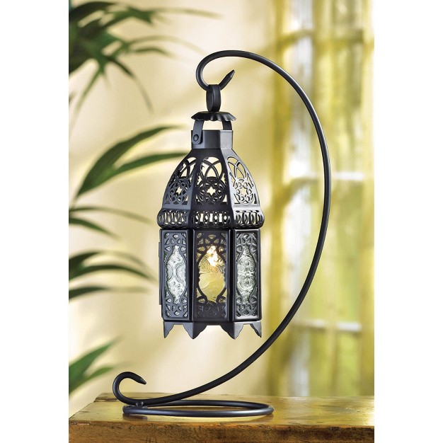 Iron Moroccan Tabletop Outdoor Lantern Black Zingz amp Thingz