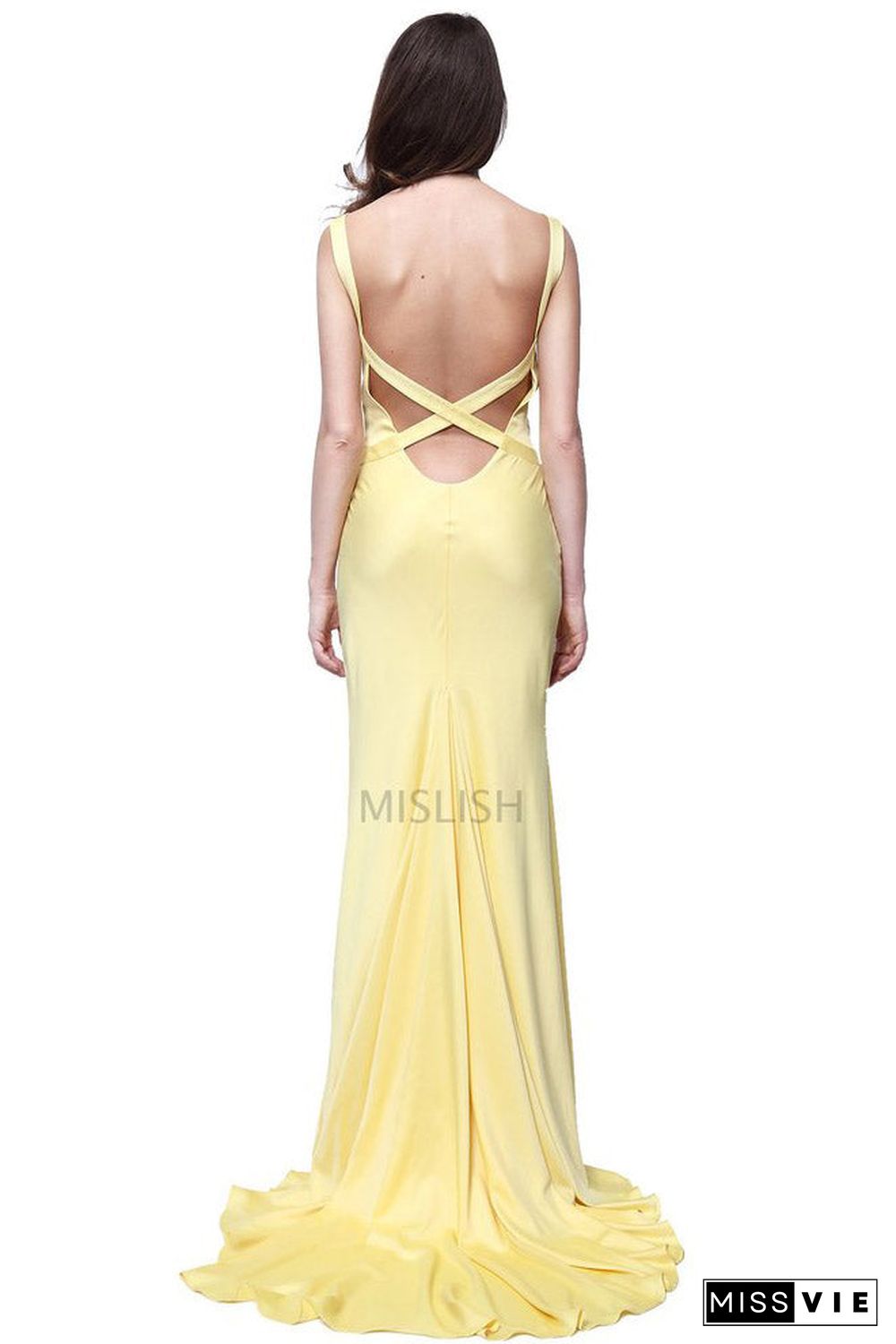 Yellow Column Long Evening Dress In Movie How to Lose a Guy in 10 Days