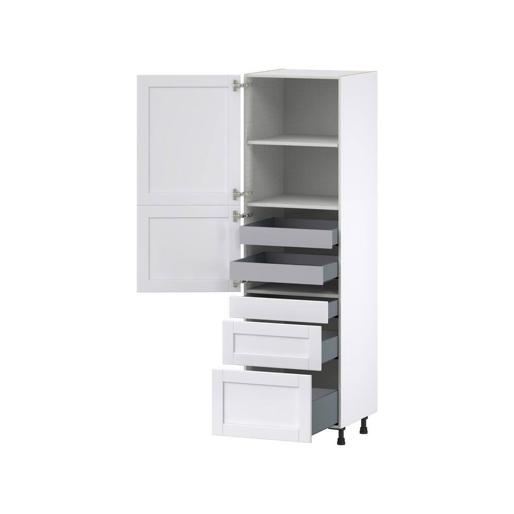 J COLLECTION Mancos Glacier White Shaker Assembled Pantry Kitchen Cabinet with Inner Drawers (24 in. W x 84.5 in. H x 24 in. D) DST3D242484.5I2(LR)-MN