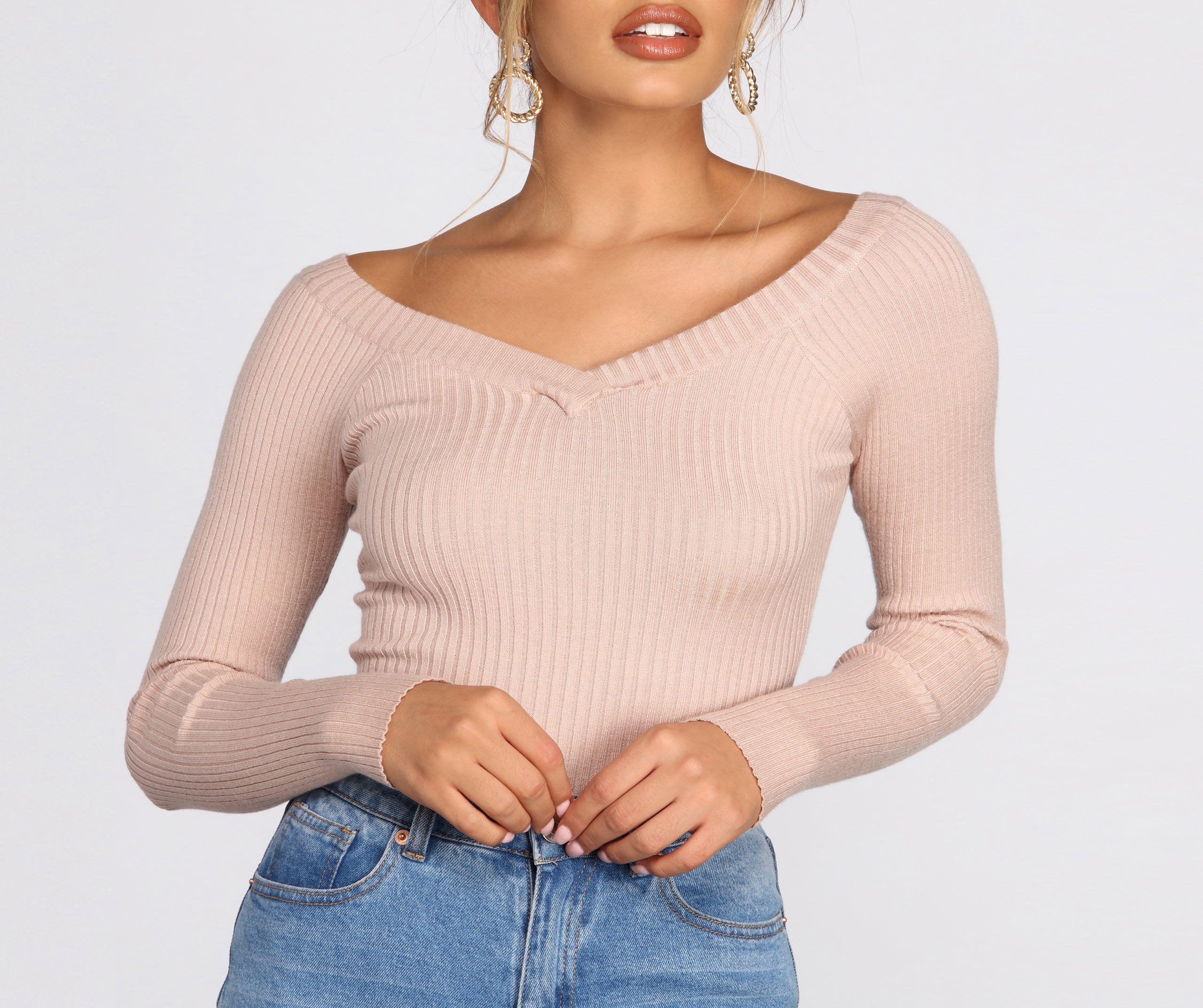 Off The Shoulder Ribbed Knit Bodysuit