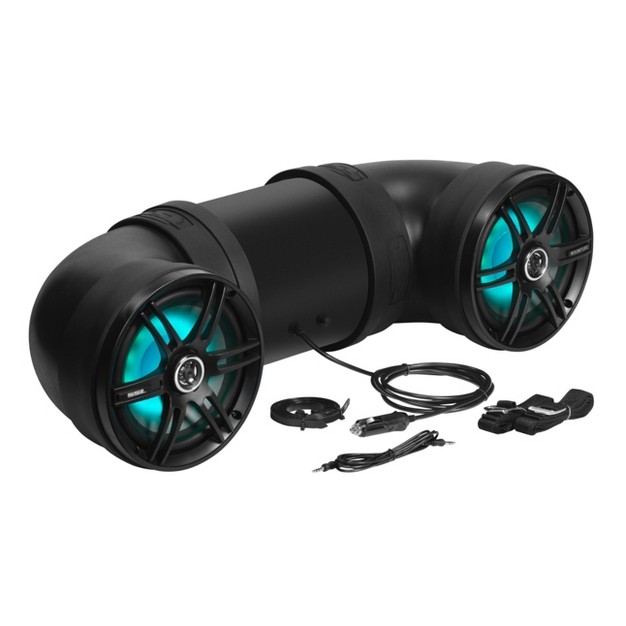 Soundstorm Btb8l 8 Inch 700w Bluetooth Amplified Marine Powersports Utv Atv Tube Speaker System With Led Lights Black