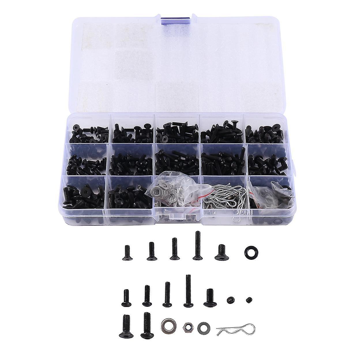 522pcs Kit Repair Tool Box Flat Round Head Screw For 1/8 1/10 Axial Redcat Arrma