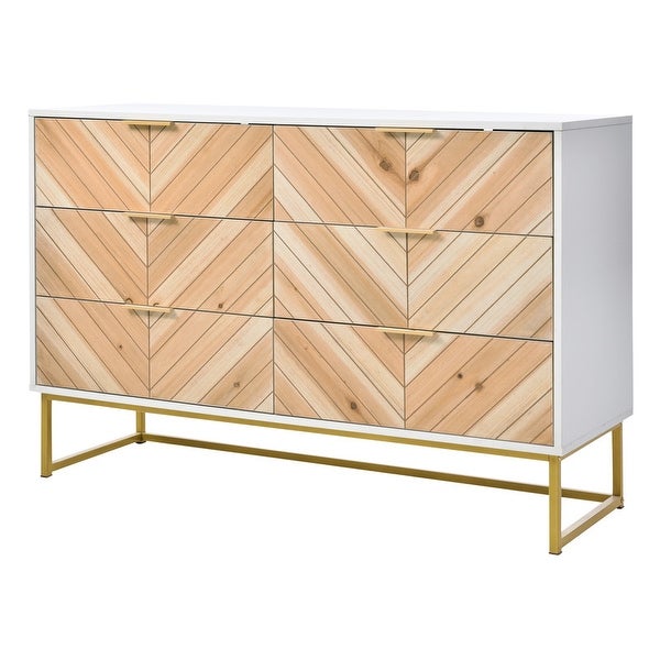 6 Drawers Dresser for Bedroom， Living Room， Entryway， Nursery， Modern Chest of Drawer， Storage Cabinet with Metal Legs - - 37366107