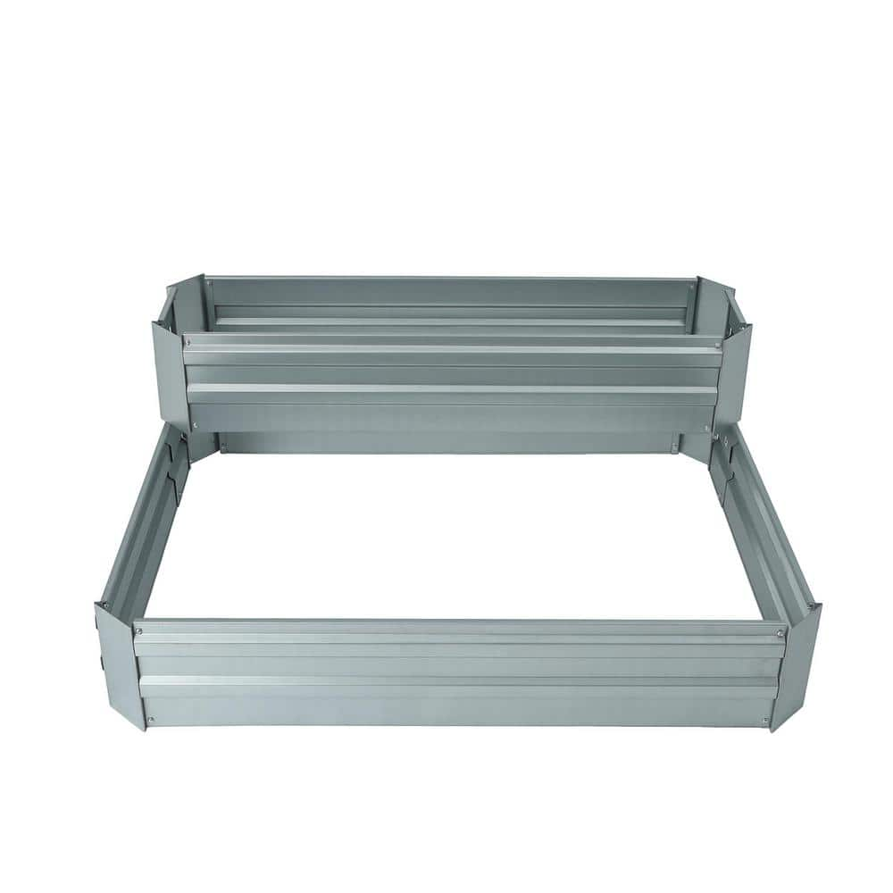 Luxen Home 2-Tier Galvanized Metal Raised Garden Bed WHPL1274