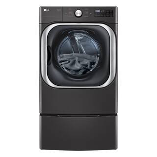 LG 9 cu. ft. Large Capacity Vented Smart Stackable Gas Dryer with Sensor Dry TurboSteam Extra Cycles in Black Steel DLGX8901B