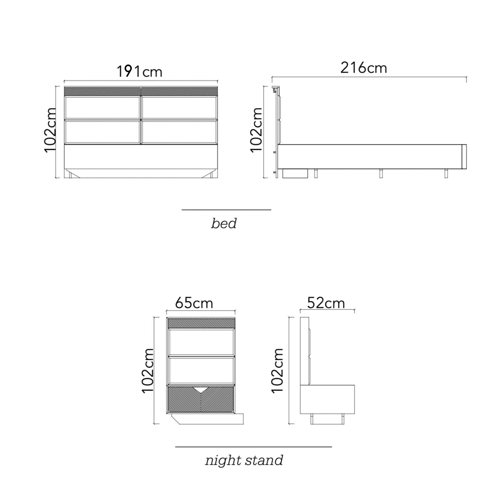 Florya Bedstead+ 2 Bedside Tables Florya009-Bed+2Tables