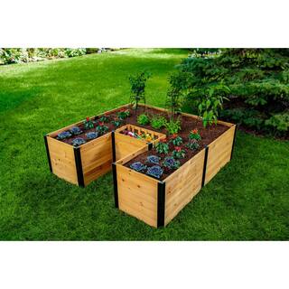 VITA Mezza 6'L x 6'W x 22H Cedar Keyhole Composting Garden Golden Brown VT17707 VT17707