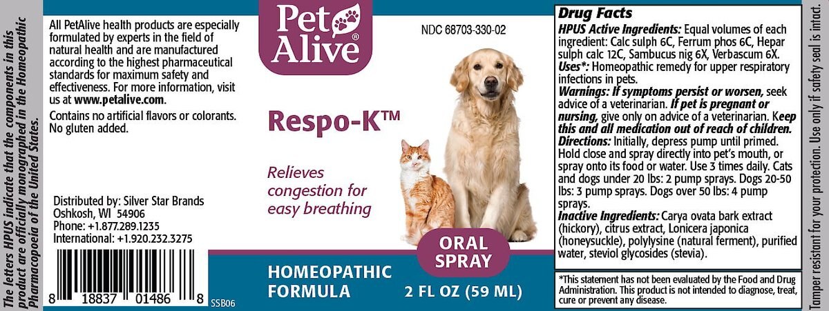 PetAlive Respo-K Homeopathic Medicine for Respiratory Infections for Cats and Dogs