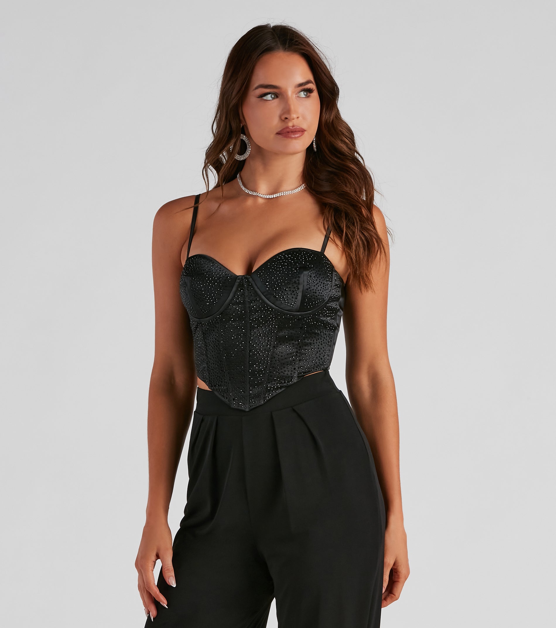 PLACEHOLDER - Sparkly Flirt Satin Heatstone Corset