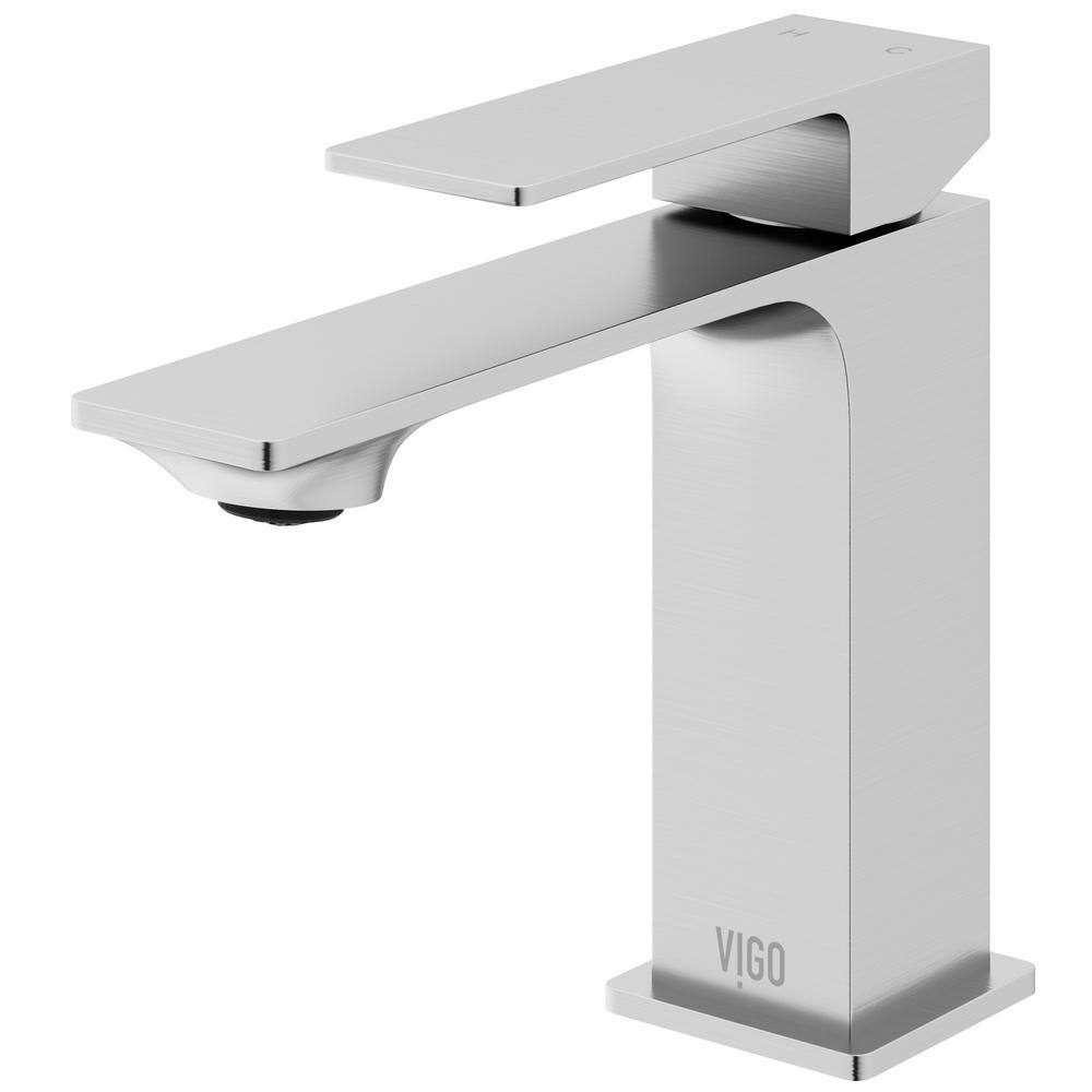 VIGO Dunn Single Handle Single-Hole Bathroom Faucet in Brushed Nickel VG01054BN