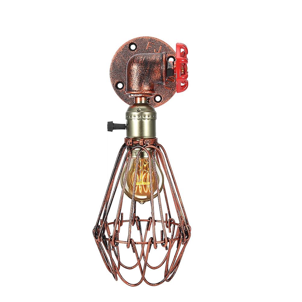 E27/e26 Metal Cage Retro Indoor Wall Sconce Light Lamp Hollow Design Ac90-250v (red Bronze)