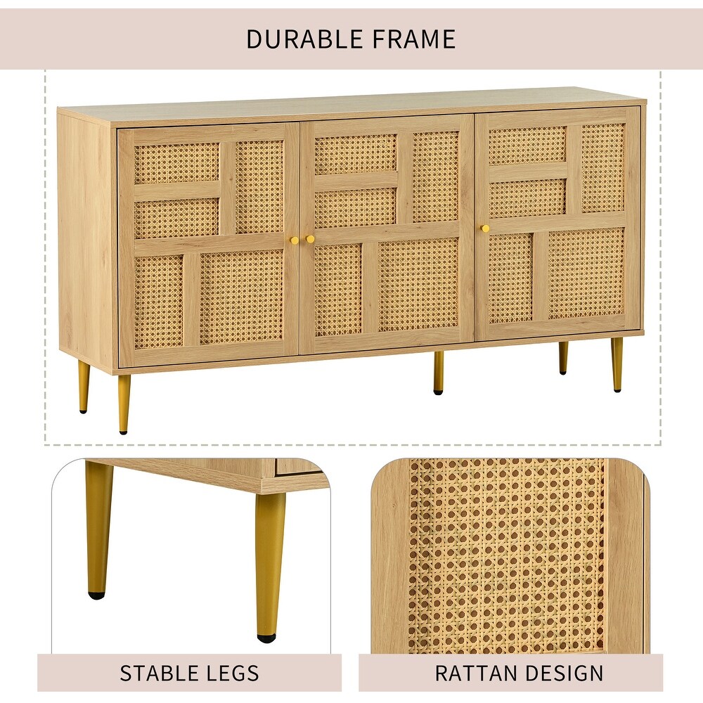 TV Stand with Rattan Door for Televisions up to 55\