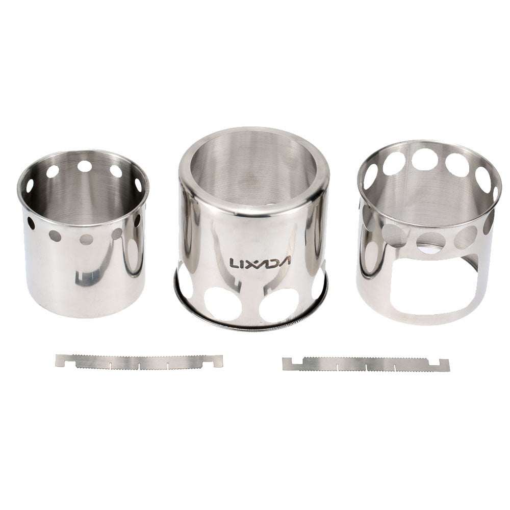 Lixada Portable Stainless Steel Lightweight Wood Outdoor Cooking Picnic Camping